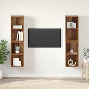 vidaXL Τηλεοπτική Κάβα Τοίχου 4 pcs Παλιό ξύλο 37 x 37 x 72 εκ