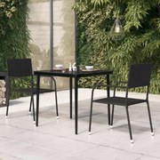 vidaXL Τραπεζαρία Κήπου Μαύρη 80 x 80 x 74 εκ. από Ατσάλι / Γυαλί