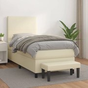 vidaXL Κρεβάτι Boxspring με Στρώμα Κρεμ 100x200εκ. από Συνθετικό Δέρμα
