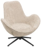 Πολυθρόνα BRYNN C9594.07 Περιστρεφόμενη με Μπέζ Μπουκλέ Ύφασμα &amp; Μαύρη Μεταλλική Βάση 86x76x87Υεκ 86x76x87 εκ.
