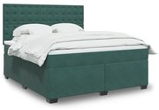 Κρεβάτι Boxspring με Στρώμα Σκούρο Πράσινο 180x200εκ. Βελούδινο - Πράσινο