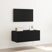 vidaXL Κάβας τηλεόρασης με LED φώτα Μαύρη Δρυς 80x35x31 εκ.