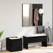 vidaXL Σετ επίπλων χωλ 5 pcs Μαύρη βελανιδιά, Ασημί 80 x 30.5 x 40 εκ