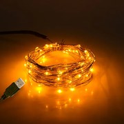 79711 Διακοσμητική Γιρλάντα 5 Μέτρων 50 LED USB 5 Volt 3 Watt με Χάλκινο Συρμάτινο Καλώδιο Θερμό Λευκό 1600K