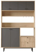 Ντουλάπι Κουζίνας 956LCS3569 120x35,5x180cm Oak-Anthracite Μοριοσανίδα, Μέταλλο