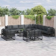 vidaXL Σετ Καναπέ Κήπου 13 pcs Μαύρο 353 x 353 x 71 εκ. Αλουμίνιο