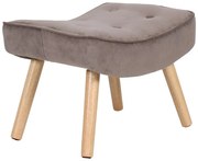 WOODWELL Ε7141,81ALMA Σκαμπό - Υποπόδιο, Ύφασμα Velure Καφέ, Πόδια Φυσικό, K/D 52x38x35cm Ε7141,81