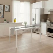 Τραπέζι Chan pakoworld μελαμίνη σε λευκή απόχρωση κα πόδι λευκό μεταλλικό 120x75x75εκ