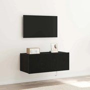 vidaXL Κάβας τηλεόρασης με LED φώτα Μαύρη Δρυς 80x35x31 εκ.