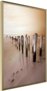 Αφίσα - Breakwater in Sepia - 40x60 - Χρυσό - Χωρίς πασπαρτού