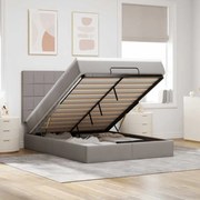 vidaXL Οθωμανικό κρεβάτι με στρώμα &amp; LEDs Taupe 140x200 cm Ύφασμα