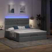 Οθωμανικό κρεβάτι με στρώματα&amp;LEDs Σκούρο γκρι 200x200cm ύφασμα 3314115