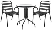 Σετ κήπου - Τραπεζαρία Watson-Sussie 3 τεμ. μέταλλο - γυαλί μαύρο Φ60x70 εκ. 60x60x70 εκ.