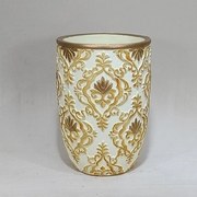 Βάζο Τσιμεντένιο 752-18047 13.5x13.5x17cm Creame-Gold Estheti Home Τσιμέντο