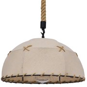 GloboStar® ANTOINETTE 01028 Vintage Κρεμαστό Φωτιστικό Οροφής Μονόφωτο 1 x E27 με Μπεζ Σχοινί και Καπέλο Φ35 x Y20cm