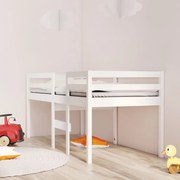 vidaXL Κρεβάτι Υπερυψωμένο Λευκό 90 x 200 εκ. από Μασίφ Ξύλο Πεύκου
