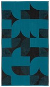 LINO ΠΕΤΣΕΤΑ ΘΑΛΑΣΣΗΣ GEOMETRICO BLACK-PETROL 86X160