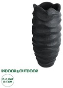20728 GloboStar®  Artificial Garden MONREALE 20728 Επιδαπέδιο Πολυεστερικό Τσιμεντένιο Κασπώ Γλάστρα - Flower Pot Μαύρο Φ50 x Υ110cm