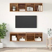 vidaXL Τηλεοπτική Κάβα Τοίχου με ράφι 4 pcs Παλιό ξύλο 37 x 37 x 72 εκ