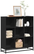 vidaXL Βιβλιοθήκη Μαύρη 97,5x33x107,5 εκ. Επεξεργασμένο Ξύλο &amp; Μέταλλο
