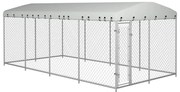 vidaXL Κλουβί Σκύλου Εξωτερικού Χώρου 7,6 x 3,8 x 2,3 μ. με Στέγαστρο