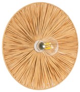 02277 GloboStar®  COLOMBO 02277 Boho Επιτοίχιο Φωτιστικό Απλίκα Μονόφωτο 1 x E27 IP20 Μπεζ Raffia - Μ40 x Π40 x Υ9cm