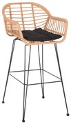 Σκαμπό Μπαρ ALLEGRA C5640.11 Μαύρο Μεταλλικό Ψηλό με Μπεζ P.E. Rattan 54x55x108Υεκ. 54x55x108 εκ.