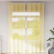 vidaXL Voile κουρτίνες με ροδέλες 2 τεμάχια Κίτρινο
