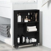 vidaXL Στενός Τροχός Αποθήκευσης Μαύρη Δρυς 48x13x68 εκ Επεξεργασμένου Ξύλου