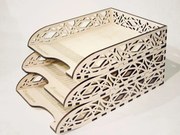 Intra απο ξύλο plywood 3mm-4mm πάχος - Δίσκος γραφείου Organizer Letter Office που στοιβάζεται Δίασταση 30x30 cm Intraeaxys-078y9m5o