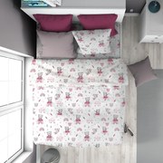 Παπλωματοθήκη Παιδική Cloudy Bear 582 White-Pink DimCol Μονό 160x240cm 100% Βαμβάκι