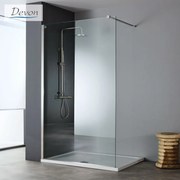 Devon Iwis Walk-in Διαχωριστικό Κρύσταλλο Ντουζιέρας με βραχίονα στήριξης 56-58εκ ύψος 200εκ Inox Brushed