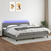 ΚΡΕΒΑΤΙ BOXSPRING ΜΕ ΣΤΡΩΜΑ &amp; LED ΣΚ.ΓΚΡΙ 200X200ΕΚ. ΥΦΑΣΜΑΤΙΝΟ 3133422