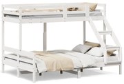 vidaXL Κουκέτα 90x200/140x200 εκ. Λευκό από Μασίφ Ξύλο Πεύκου