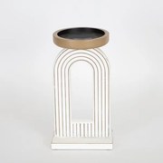 Κηροπήγιο Ξύλινο-Μεταλλικό Λευκό 14x12,5x26εκ. ESTHETI 752-23012