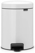 Κάδος με πεντάλ Brabantia NewIcon 649004, 5 L, Εύκολο κλείσιμο, Αντιολισθητική βάση, Λευκό