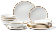 VEVOR 12 PCS Dinnerware Set Ceramic Plates and Bowls Sets Service for 4 White