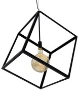 GloboStar® CUBE 01672 Μοντέρνο Κρεμαστό Φωτιστικό Οροφής Μονόφωτο 1 x E27 Μαύρο Μεταλλικό Πλέγμα Μ70 x Π70 x Υ87cm