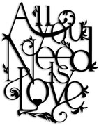Διακοσμητικό Τοίχου All You Need is Love 891TNL3347 44x57cm Black Wallity Μέταλλο