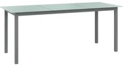 vidaXL Τραπέζι Κήπου Ανοιχτό Γκρι 190x90x74 εκ. από Αλουμίνιο / Γυαλί
