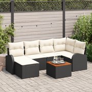 vidaXL Σετ Σαλονιού Κήπου 7 pcs Μαύρος, λευκός Μεγάλο Πολυράτανα, Ξύλο
