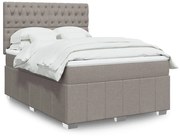 Κρεβάτι Boxspring με Στρώμα Taupe 140x200 εκ. Υφασμάτινο - Μπεζ-Γκρι