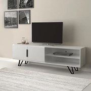Έπιπλο τηλεόρασης Foot Megapap από μελαμίνη χρώμα λευκό 160x35x49εκ.-GP028-0033,3