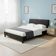 Κρεβάτι Flat Megapap από τεχνόδερμα χρώμα μαύρο ματ 160x200εκ.