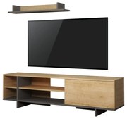 Σύνθετο σαλονιού Saloon pakoworld σε ανθρακί-oak απόχρωση 160x35.5x44εκ