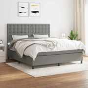 vidaXL Κρεβάτι Boxspring με Στρώμα Σκούρο Γκρι 160x200 εκ Υφασμάτινο