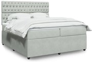 vidaXL Κρεβάτι Boxspring με Στρώμα Ανοιχτό Γκρι 200x200 εκ. Βελούδινο
