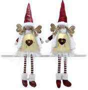 Χριστουγεννιάτικος Άγγελος Καθιστός Με Φως Κόκκινο 65cm Σε 2 Σχέδια