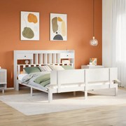 Κρεβάτι Βιβλιοθήκη Χωρίς Στρώμα 180x200 εκ Μασίφ Ξύλο Πεύκου
