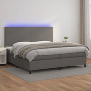 ΚΡΕΒΑΤΙ BOXSPRING ΜΕ ΣΤΡΩΜΑ &amp; LED ΓΚΡΙ 200X200 ΕΚ. ΣΥΝΘ. ΔΕΡΜΑ 3135847